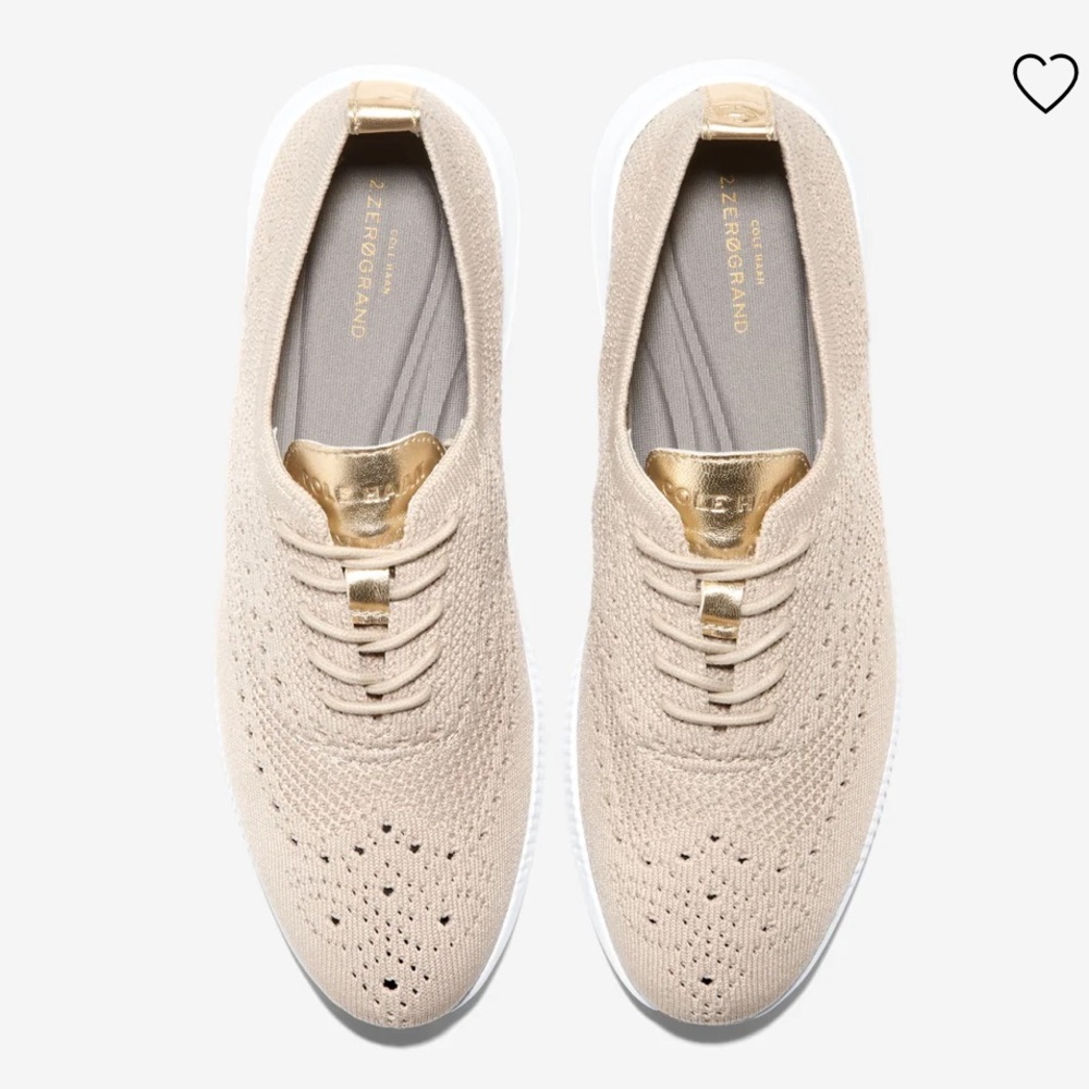 Cole Haan Beige and Gold Knit Sneakers - Picture 2 of 13
